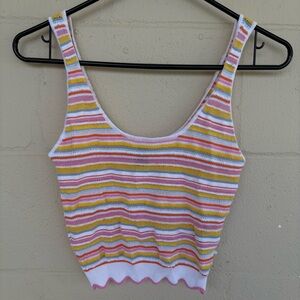 Colorful Striped Knit Crop Top